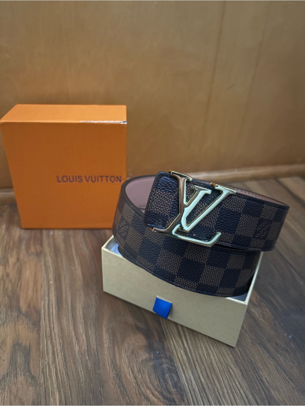 Louis Vuitton Brown Damier Canvas LV Buckle Men's Belt